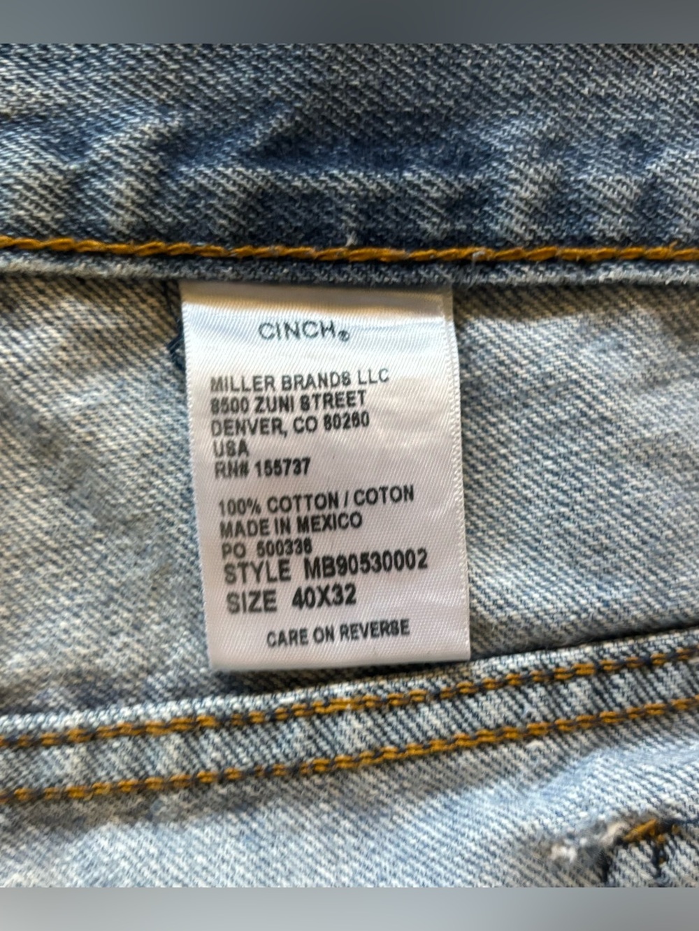 Cinch men’s size 40x32 lot of flawed straight leg green label medium wash jeans - Picture 5 of 15